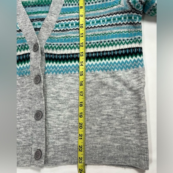 Talbots women sweater v neck Large Petite buttons long sleeves gray blue - Picture 4 of 5